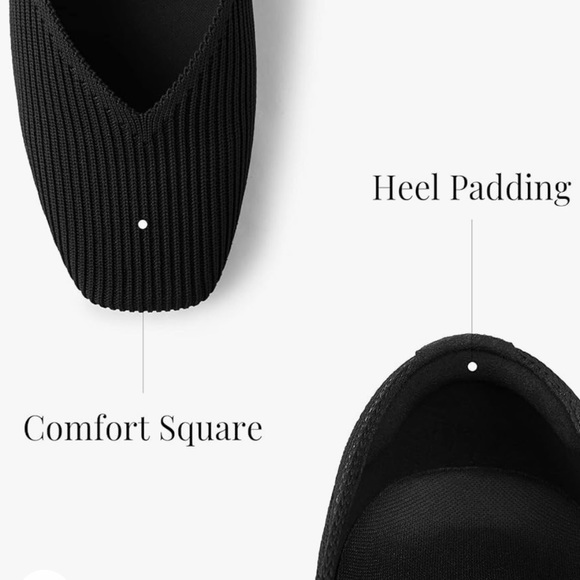 Arromic Black Flats Shoes for Women, Square Toe Ballet Flats Shoes 11 Wide - Picture 8 of 9